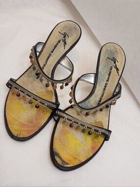 Giuseppe Zanoti Sexy Sandals Women's dangling beads, mirrored Party heels 36.5